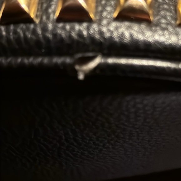 Michael Kors Rhea Black Leather and Gold Pyramid Stud Backpack - Picture 3 of 7